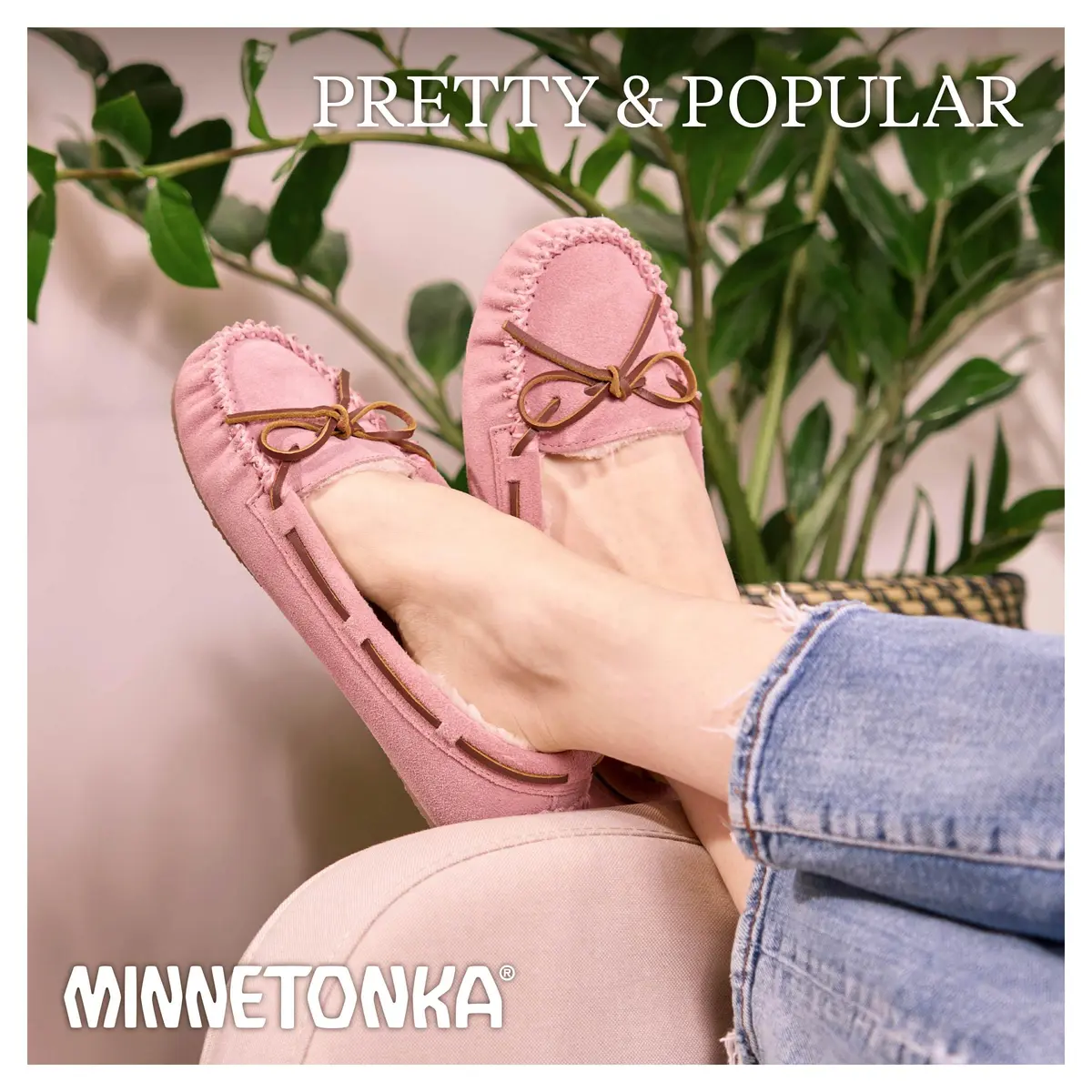 Minnetonka Cally Moccasin Slipper, Size 9 | Classic Brown Suede, Faux Fur Lining, Indoor Comfort - view 4