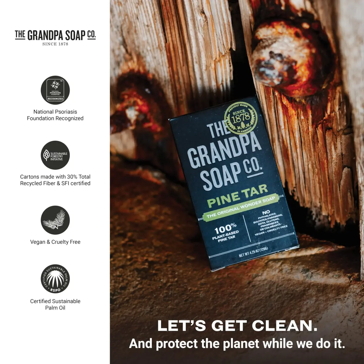 Grandpa's Pine Tar Bar Soap for Men 340g (12 oz) | 3-in-1 Cleanser, Deodorizer, Moisturizer for Sensitive Skin - view 6