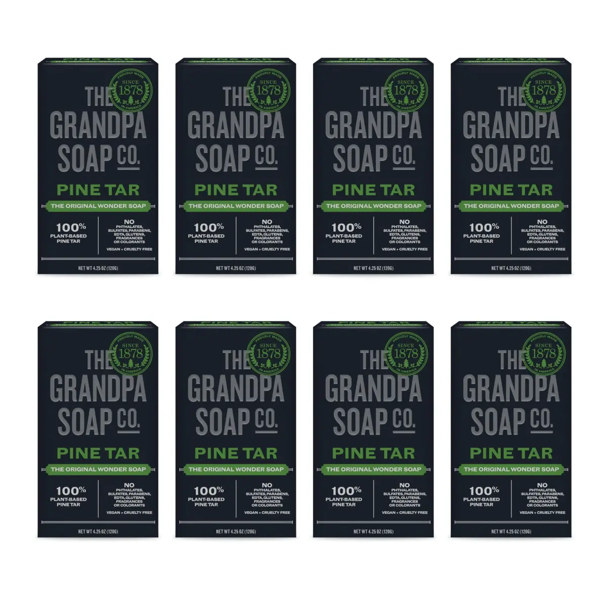 Grandpa's Pine Tar Bar Soap for Men 340g (12 oz) | 3-in-1 Cleanser, Deodorizer, Moisturizer for Sensitive Skin - main product image
