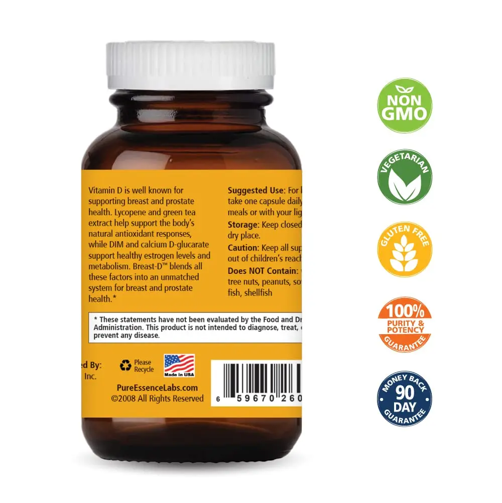 PURE ESSENCE LABS Breast D 30 Capsules | Estrogen Balance & Menopause Support with Vitamin D3 - view 2