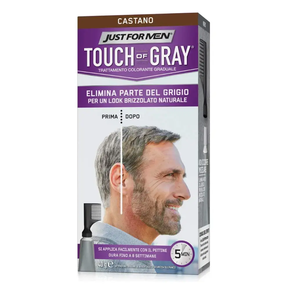 Just For Men Touch of Gray Hair Color T-45 Dark Brown | Blends Gray for Salt & Pepper Look - main product image