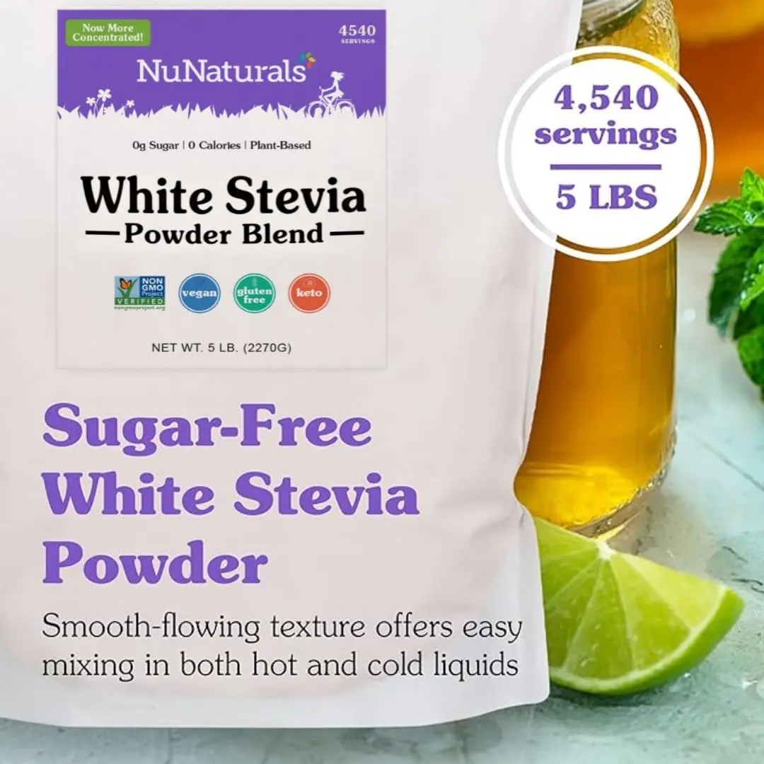 Nunaturals White Stevia Powder Blend 5 lb | Sugar-Free Natural Sweetener for Guilt-Free Indulgence - view 3