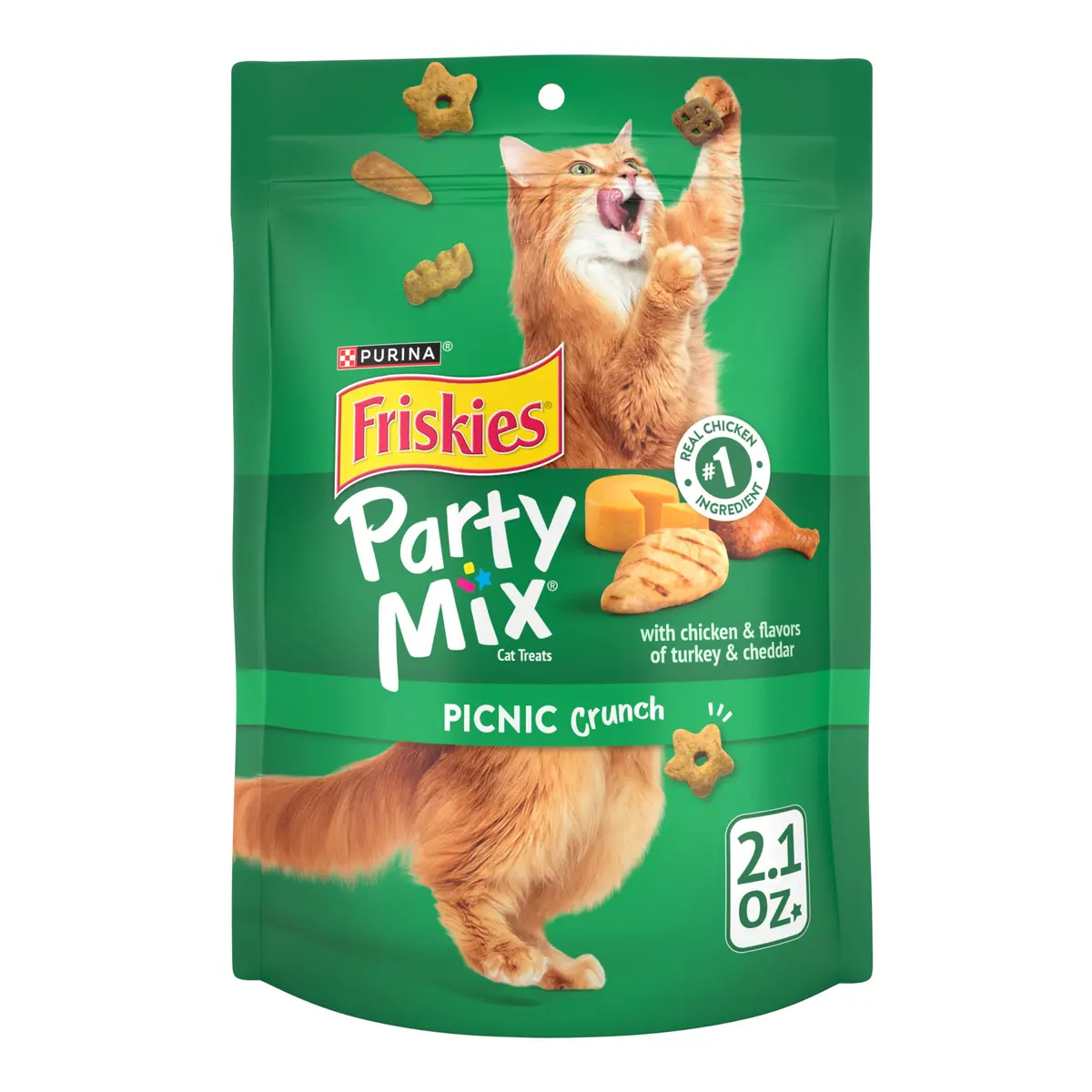 Friskies Purina Party Mix Picnic Crunch Cat Treats 2.1 oz (10 Pack) | Crunchy, Real Chicken & Flavorful - main product image