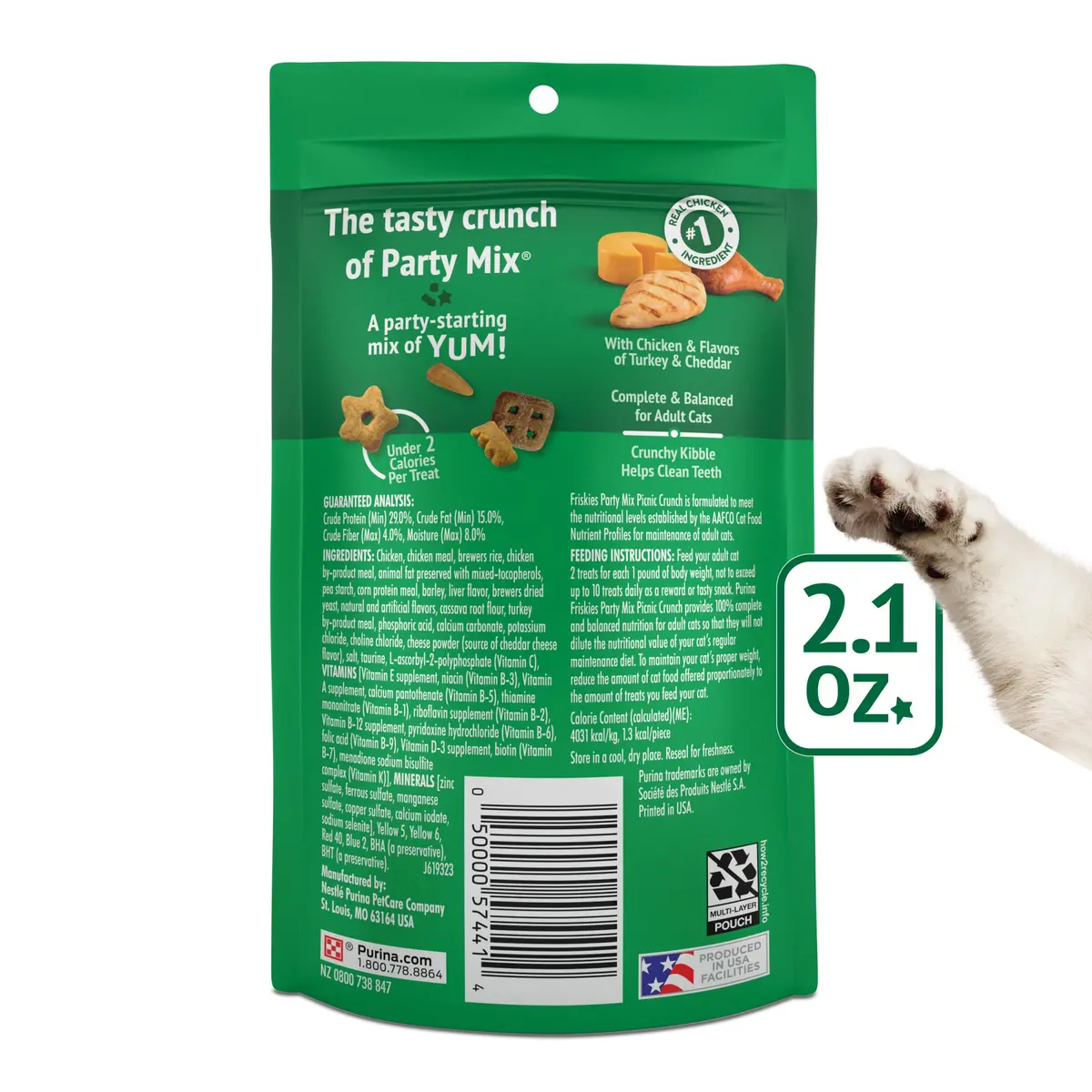 Friskies Purina Party Mix Picnic Crunch Cat Treats 2.1 oz (10 Pack) | Crunchy, Real Chicken & Flavorful - view 7