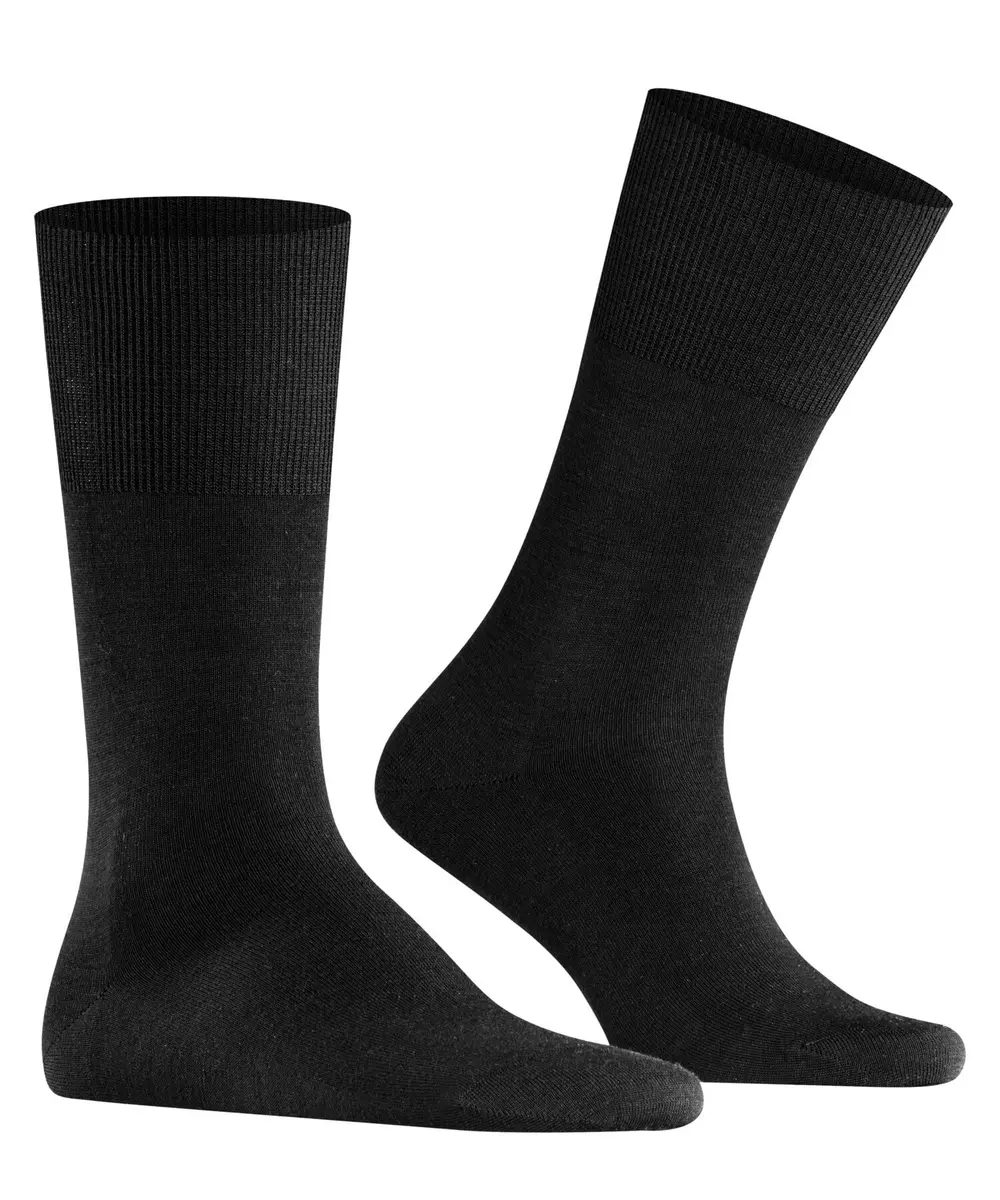 FALKE Men's Airport Crew Socks, Merino Wool Cotton, Black 3000, Size 11-12 | Classic Formal Comfort - view 6