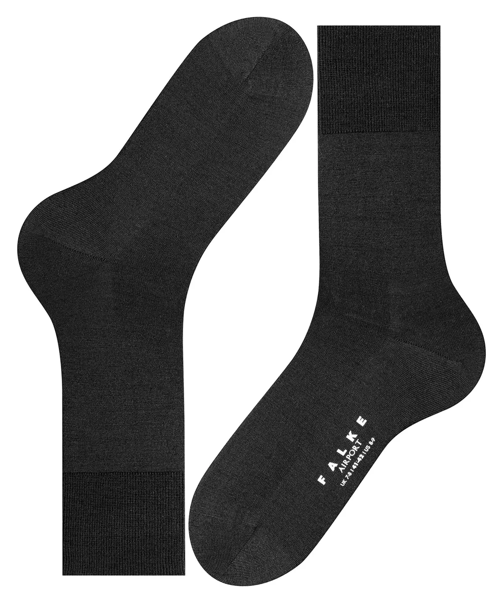 FALKE Men's Airport Crew Socks, Merino Wool Cotton, Black 3000, Size 11-12 | Classic Formal Comfort - view 8