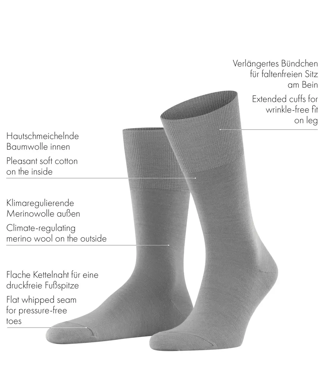 FALKE Men's Airport Crew Socks, Merino Wool Cotton, Black 3000, Size 11-12 | Classic Formal Comfort - view 5