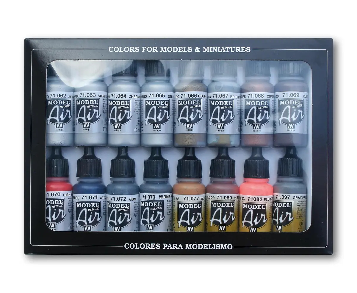 Vallejo Model Air Metallic Set 17ml | Superior Acrylic Airbrush Paint for Models - main product image
