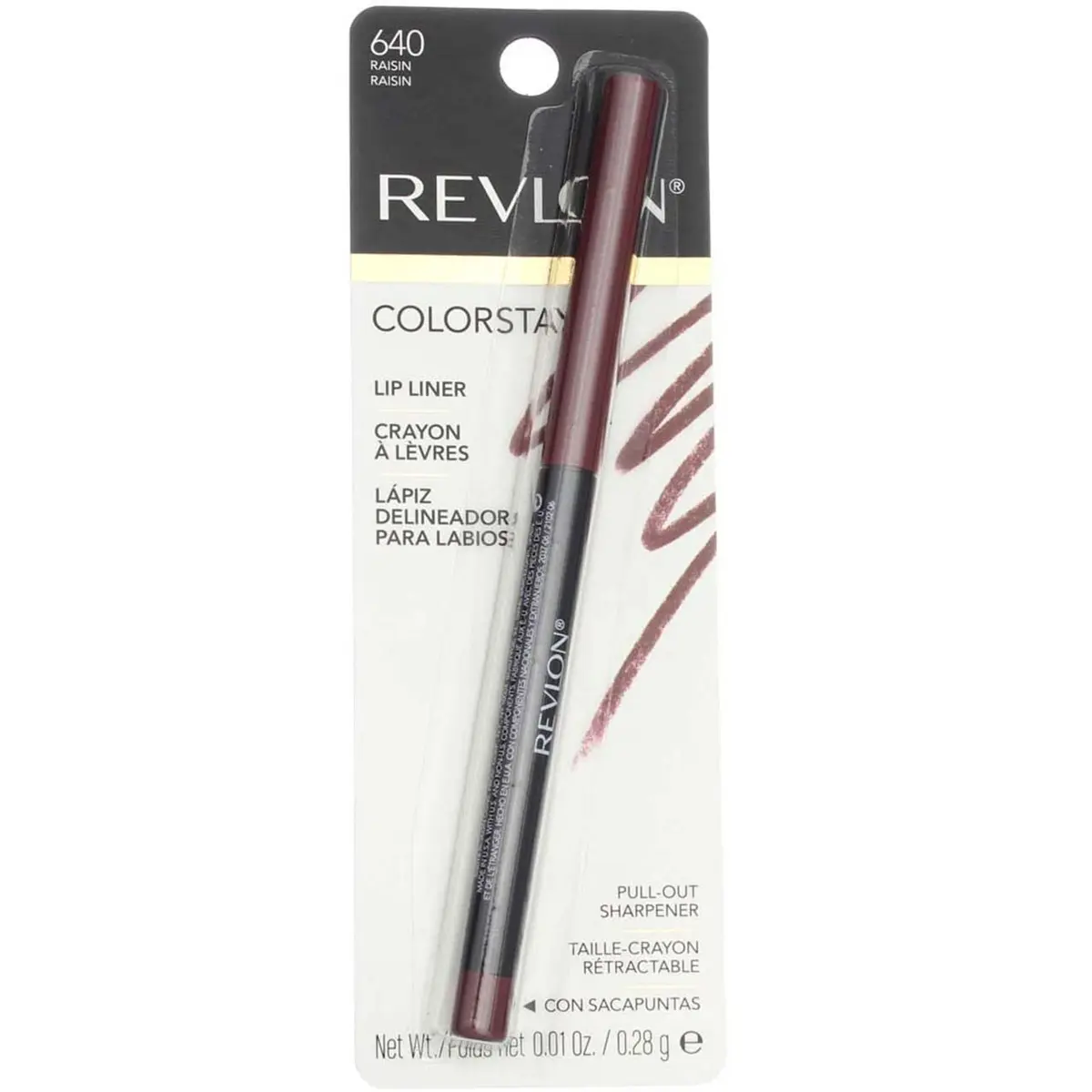 REVLON ColorStay Lipliner Pencil Raisin 640 0.02 oz (2-Pack) | Long-Lasting Definition - main product image