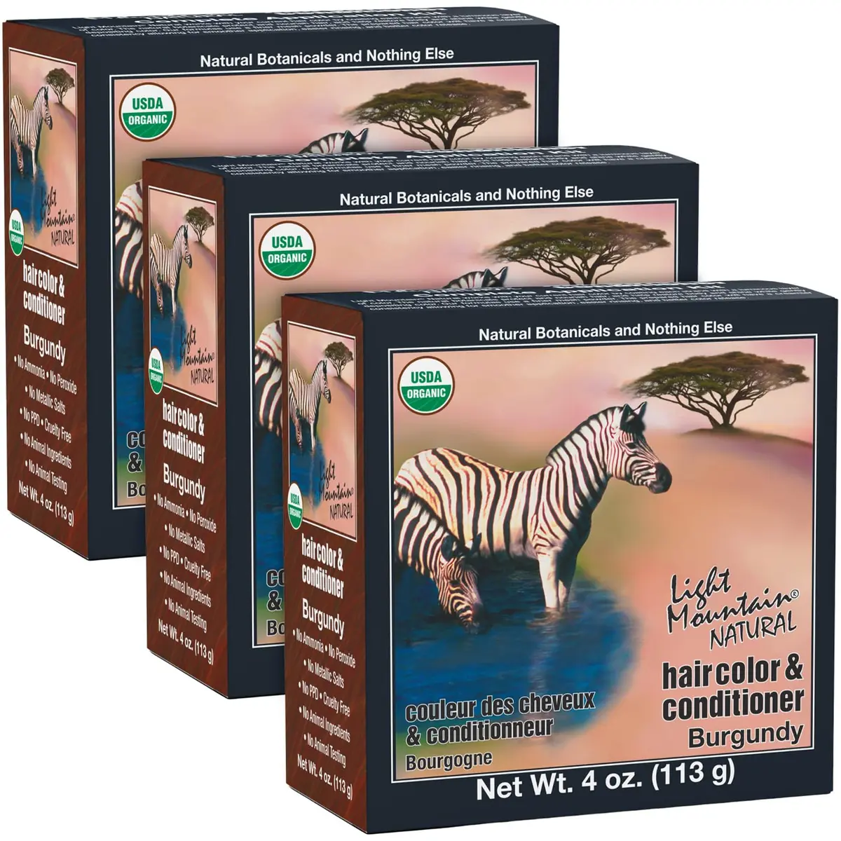 Light Mountain Organic Hair Color & Conditioner - Burgundy | Chemical-Free Semi-Permanent Hair Dye - main product image