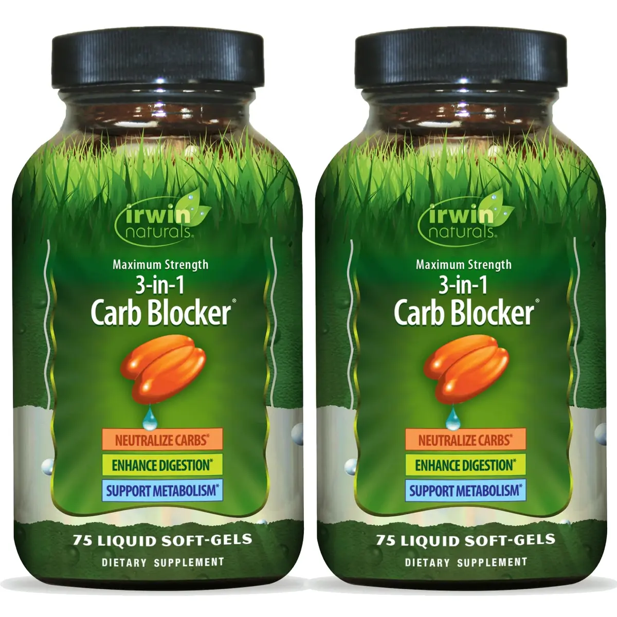 Irwin Naturals 3-in-1 Carb Blocker Maximum Strength 2 Pack | Supports Carbohydrate Metabolism & Digestion - main product image