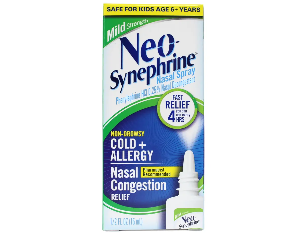 Neo-Synephrine Nasal Spray 15 mL | Phenylephrine 0.25% Fast Relief for Cold & Allergy (Pack of 4) - view 2