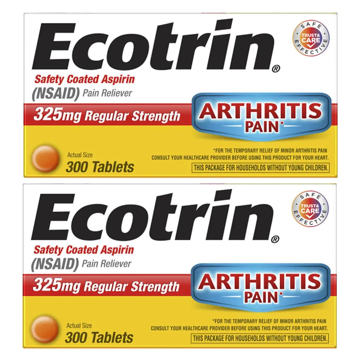 Ecotrin Regular Strength Aspirin 600 Tablets | Safer on Stomach & Cardiologist Recommended - main product image