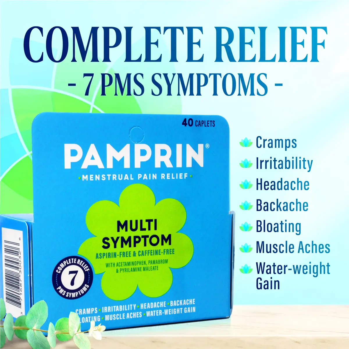 Pamprin Maximum Strength Multi-Symptom Menstrual Relief Tablets, 40-Count Boxes (Pack of 3) | Effective Menstrual Discomfort Relief - view 7