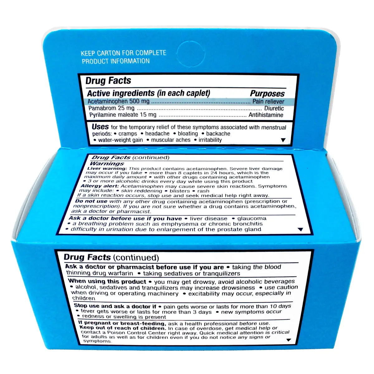 Pamprin Maximum Strength Multi-Symptom Menstrual Relief Tablets, 40-Count Boxes (Pack of 3) | Effective Menstrual Discomfort Relief - view 4