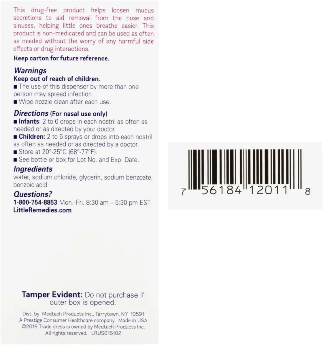 Little Remedies Sterile Baby Saline Nasal Spray and Drops 1 Fl Oz (Pack of 6) | Pediatrician Recommended for Newborns - view 7