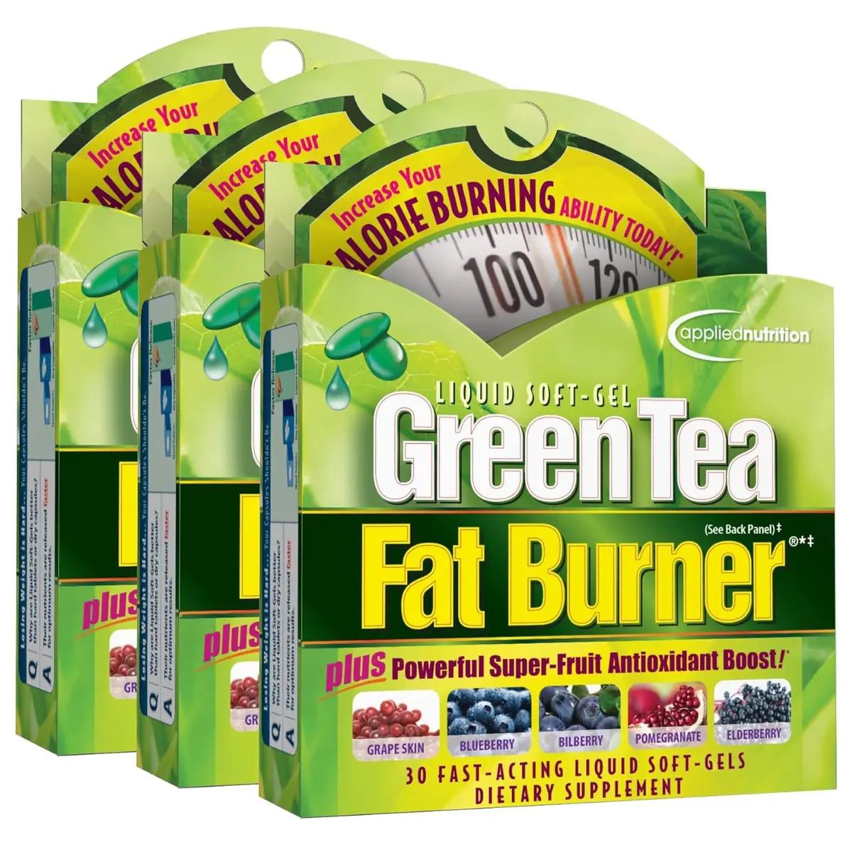 Applied Nutrition Green Tea Fat Burner Metabolism Support 30 Count | Liquid Soft-Gels for Energy & Fat Oxidation - main product image