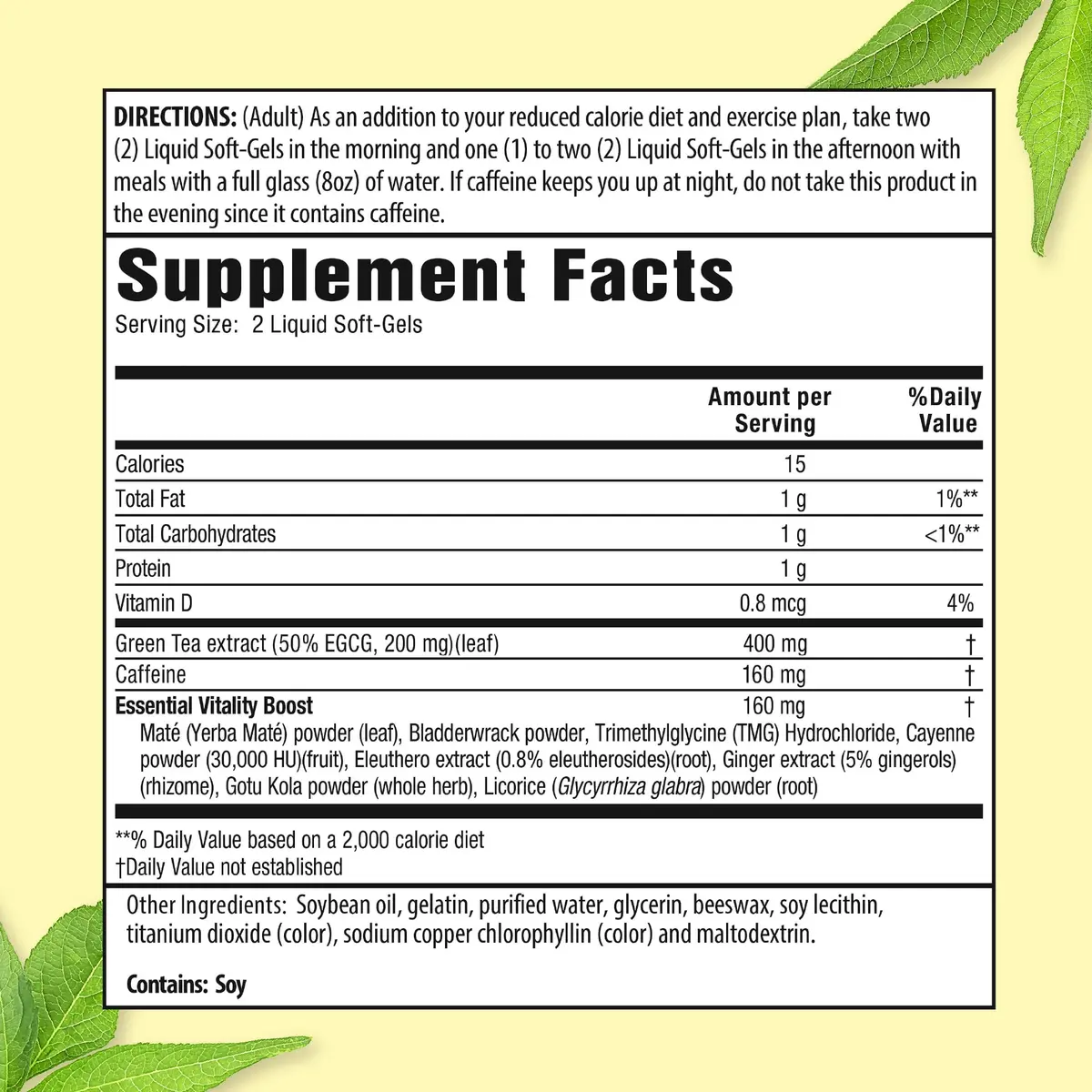 Applied Nutrition Green Tea Fat Burner Metabolism Support 30 Count | Liquid Soft-Gels for Energy & Fat Oxidation - view 2