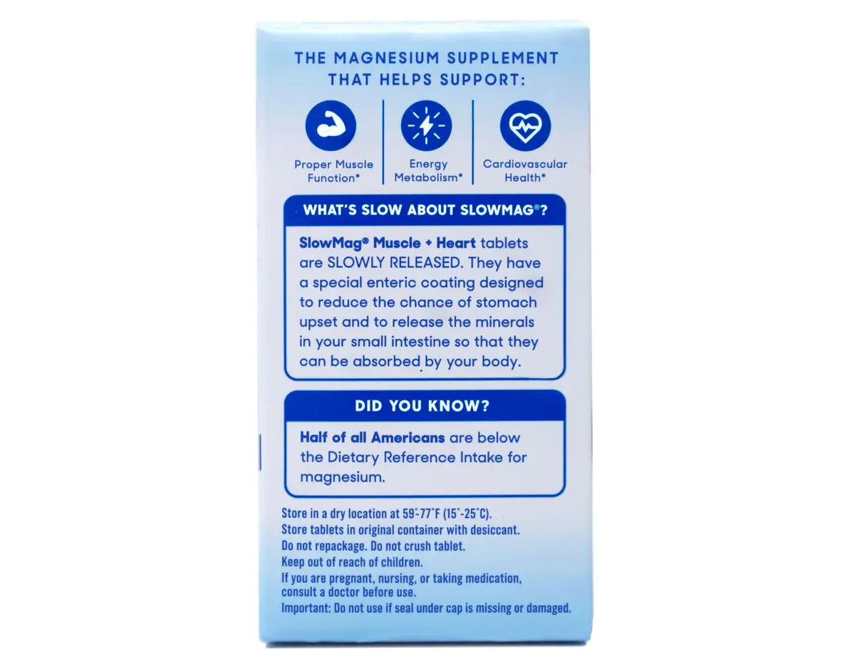 SlowMag MG Muscle + Heart Magnesium Chloride with Calcium Tablets 60 Count (Pack of 2) | Supports Heart, Muscles & Nervous System - view 2