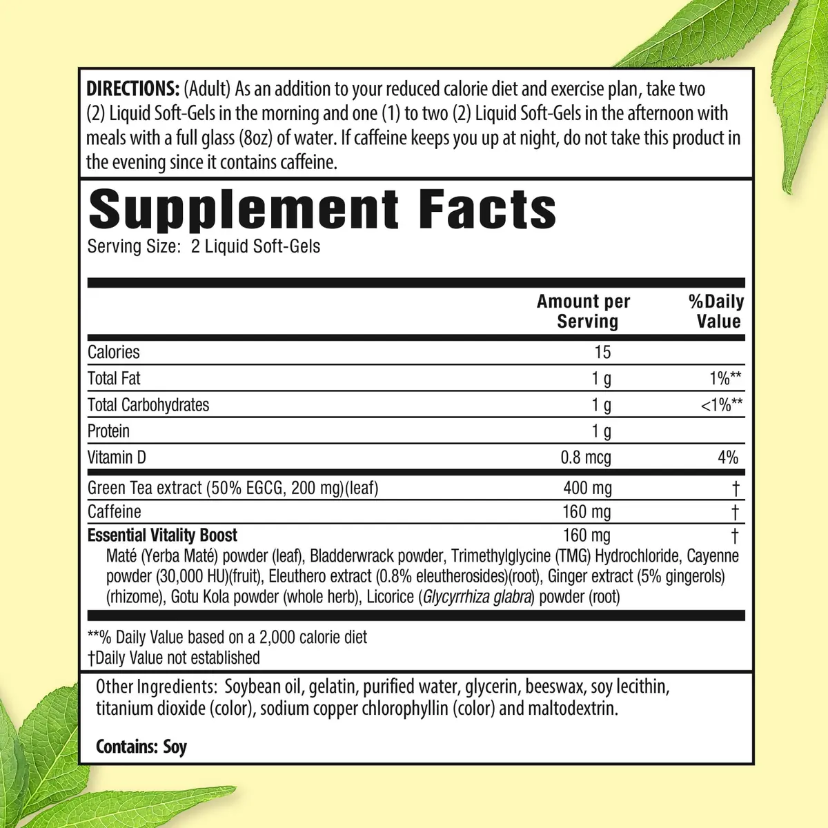 Applied Nutrition Green Tea Fat Burner Weight Loss 90 Softgels (2 Pack) Supports Metabolism & Energy - view 2