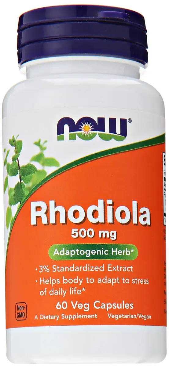 NOW Rhodiola Rhodiola Rosea 500mg | Adaptogenic Stress Support Vegetarian Capsules - main product image