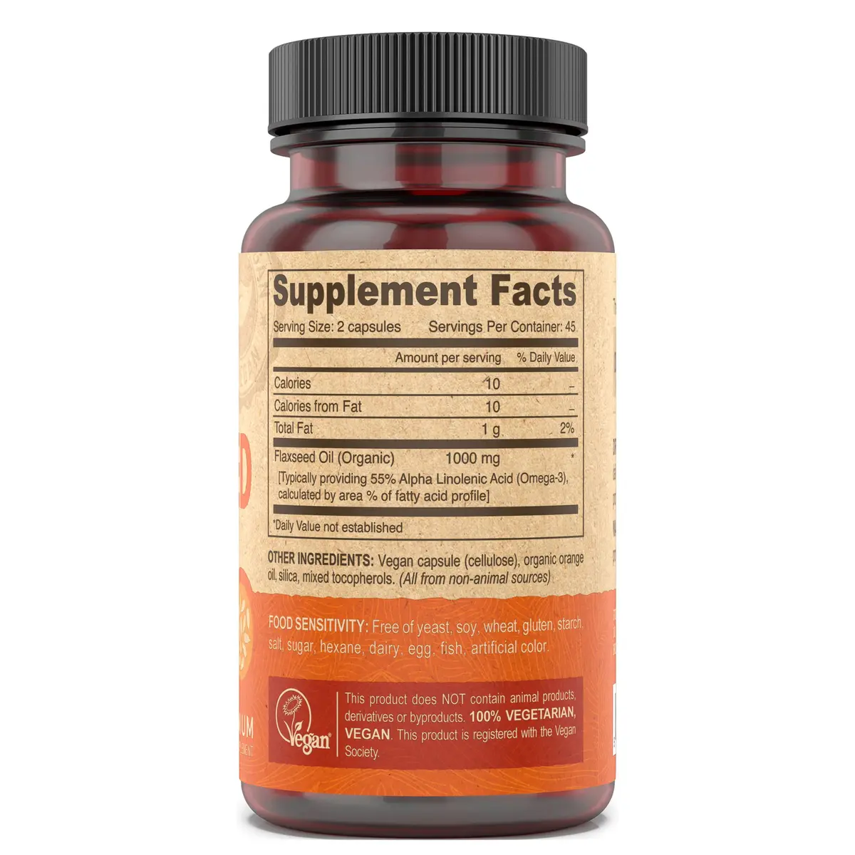 DEVA Organic Vegan Flax Seed Oil Capsules 90 Count | Rich in Omega-3, Cold-Pressed & Unrefined - view 2