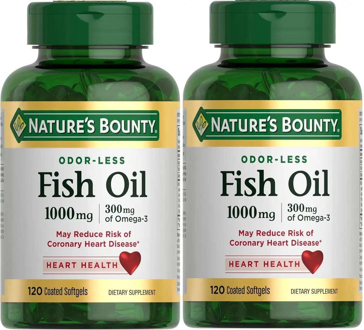 Nature's Bounty Omega-3 Fish Oil 1000 mg Softgels 120 Coated Soft Gels | Supports Heart & Circulatory Wellness - main product image
