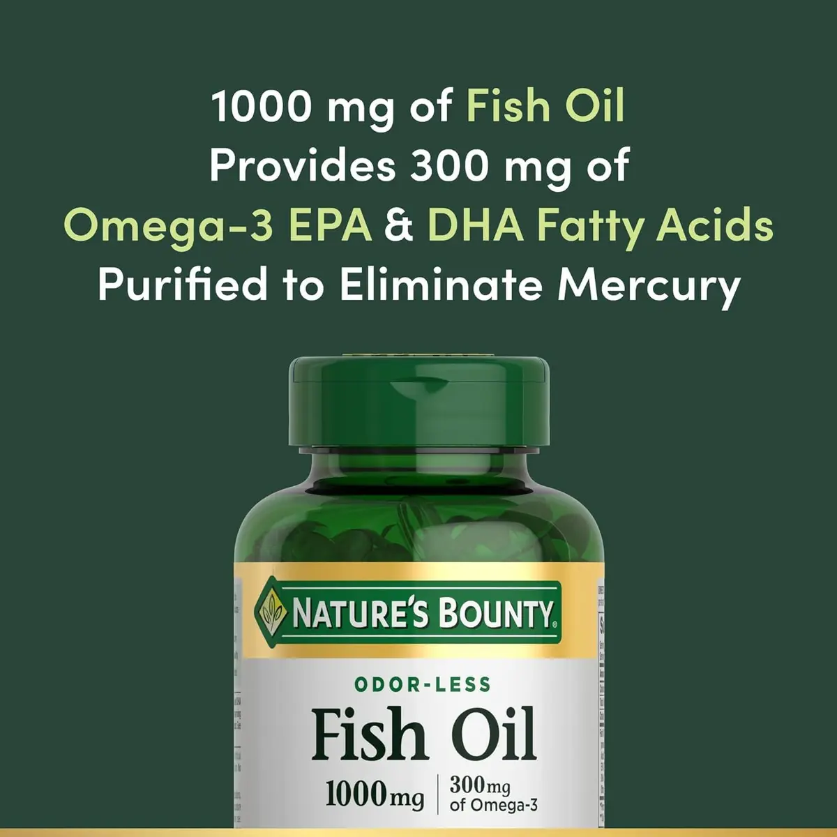 Nature's Bounty Omega-3 Fish Oil 1000 mg Softgels 120 Coated Soft Gels | Supports Heart & Circulatory Wellness - view 3