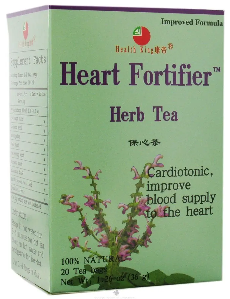 Health King Heart Fortifier Herb Tea, Teabags, 20-Count Box (Pack of 4) | Heart & Circulation Support - main product image