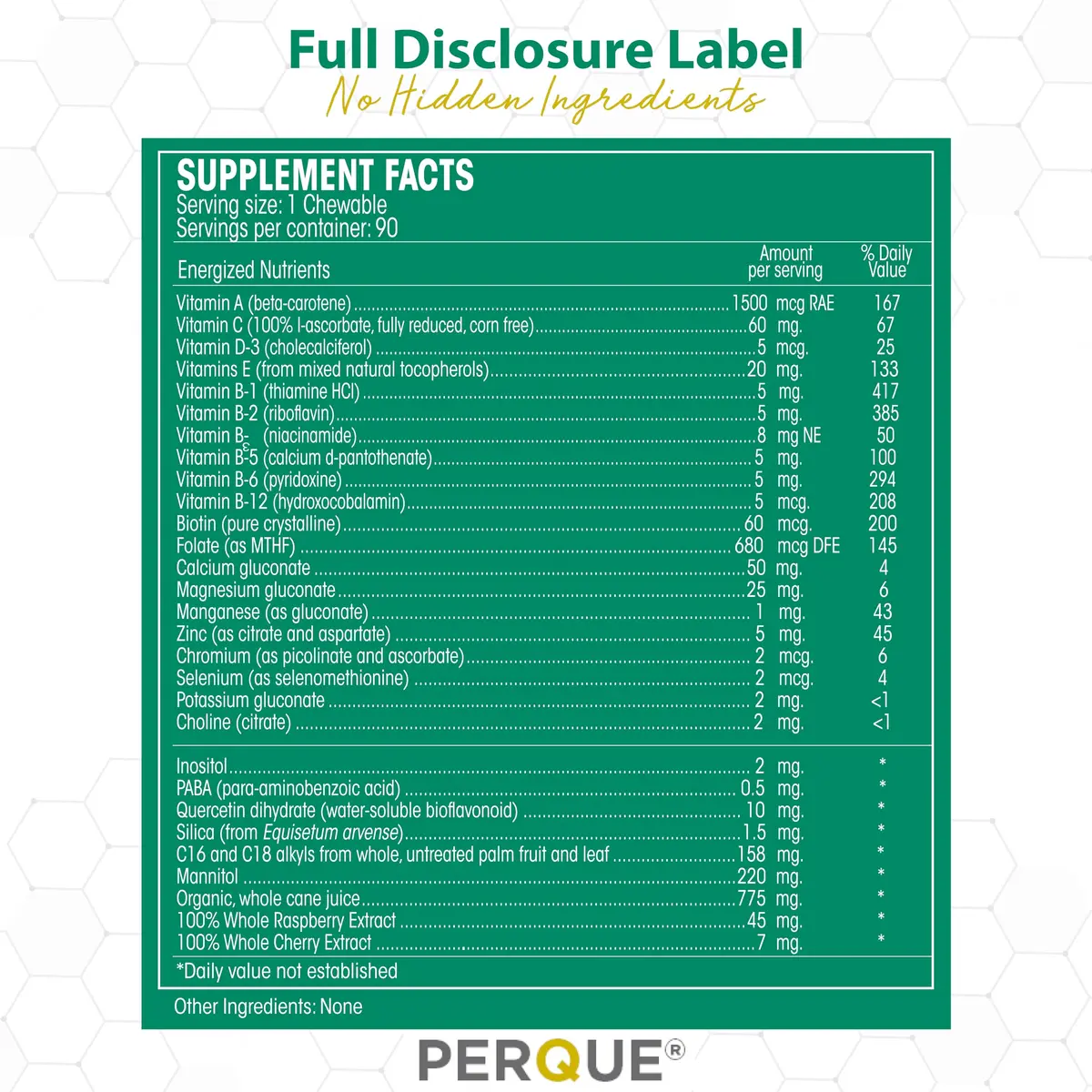 PERQUE Life Guard Chewables Cherry 90 Count | Unisex Multivitamin & Mineral Supplement - view 7