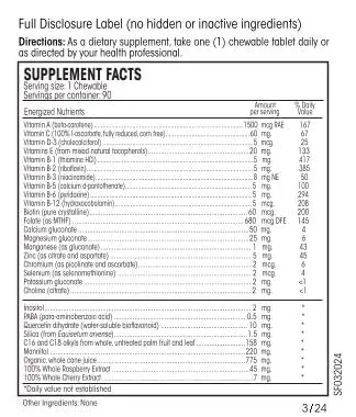 PERQUE Life Guard Chewables Cherry 90 Count | Unisex Multivitamin & Mineral Supplement - view 3