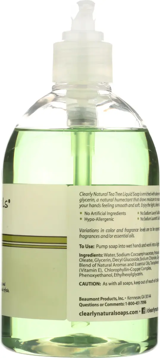 Clearly Natural Glycerin Liquid Hand Soap Tea Tree 355ml (12 Fl Oz) | Gentle Cleansing with Aloe Vera & Vitamin E - view 6
