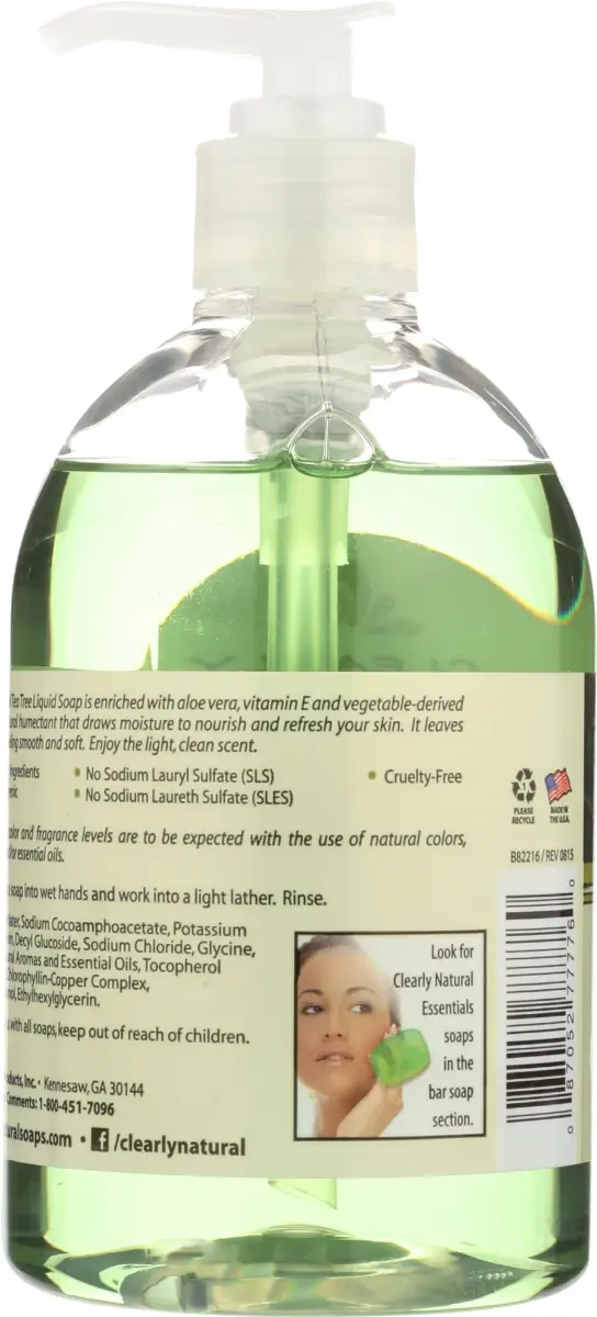 Clearly Natural Glycerin Liquid Hand Soap Tea Tree 355ml (12 Fl Oz) | Gentle Cleansing with Aloe Vera & Vitamin E - view 2