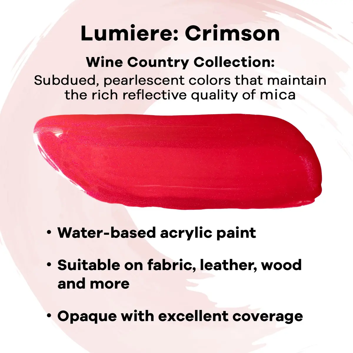 Jacquard Lumiere Fabric Paint Crimson | Metallic Acrylic for Fabric & Wood, 2.25 Fl Oz - view 2