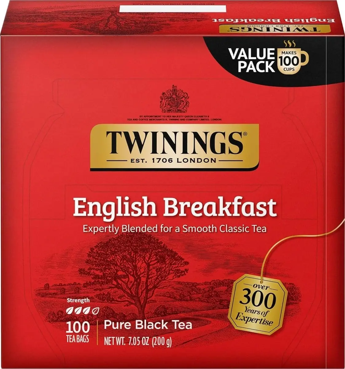 Twinings English Breakfast Black Tea 100 Teabags | Smooth, Flavourful, Robust, Caffeinated - main product image