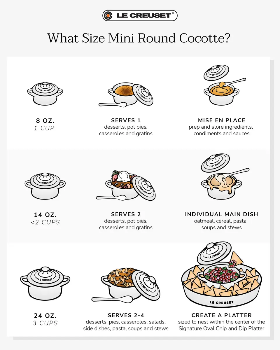 Le Creuset Stoneware Mini Round Cocotte 8 oz. Flame | Elegant Individual Serving Dish - view 2