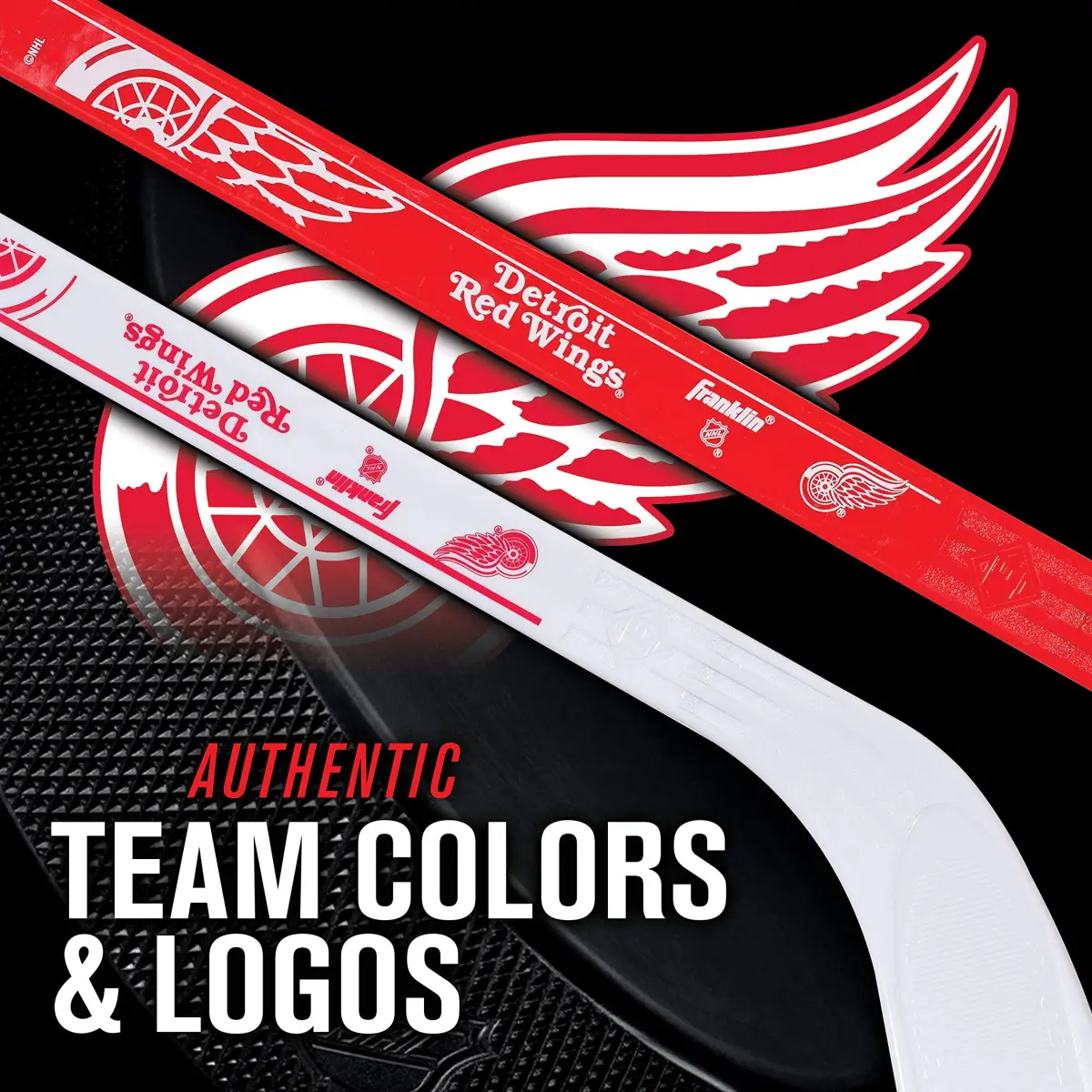 Franklin Sports NHL Detroit Red Wings Mini Hockey Stick Set with 2 Foam Balls | 2-Piece ABS Plastic - view 3