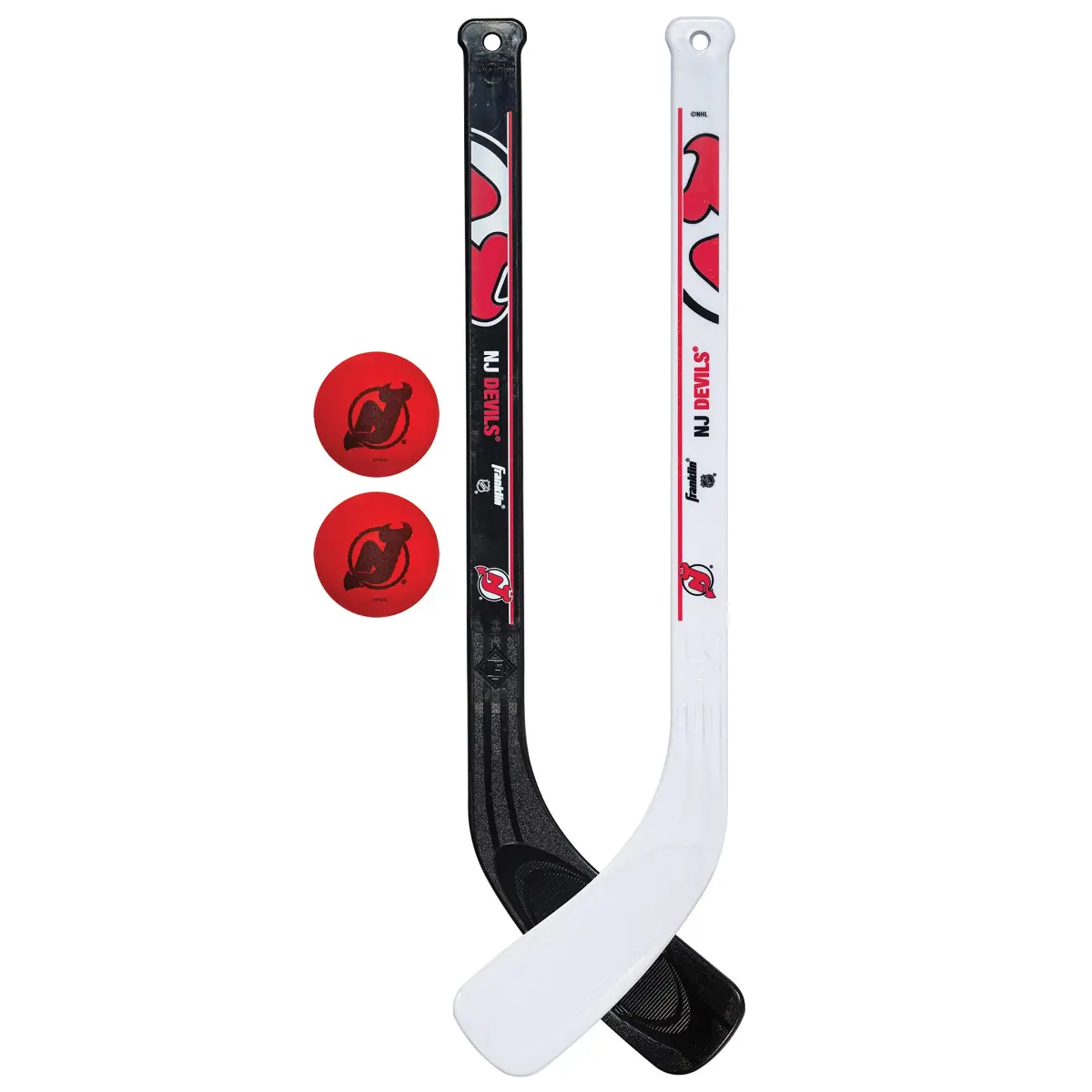 Franklin Sports NHL New Jersey Devils Mini Hockey Stick Set with Foam Balls | 2-Piece ABS Plastic - main product image