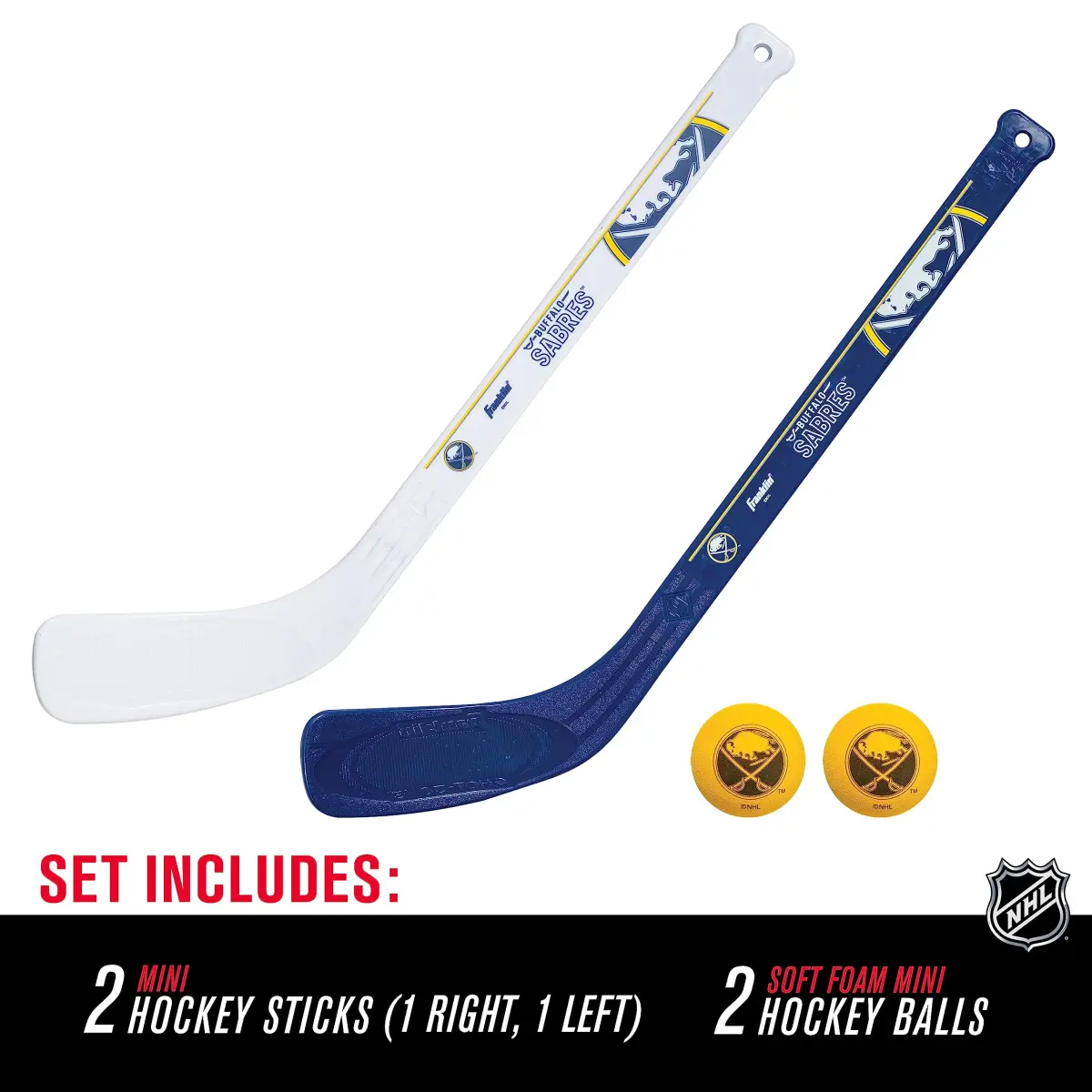 Franklin Sports NHL Buffalo Sabres Mini Hockey Stick Set (2-Pack, Left & Right Hand) | Official NHL Team Gear for Kids - view 2