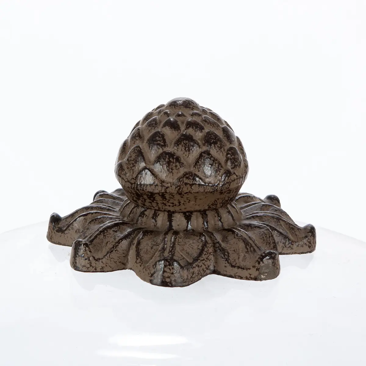 GG Collection Glass Domed Cake Pedestal with Acanthus Leaf Ornate Brown Metal Base and Cream Ceramic Plate | Elegant 14.5-inch Diameter Display - view 6