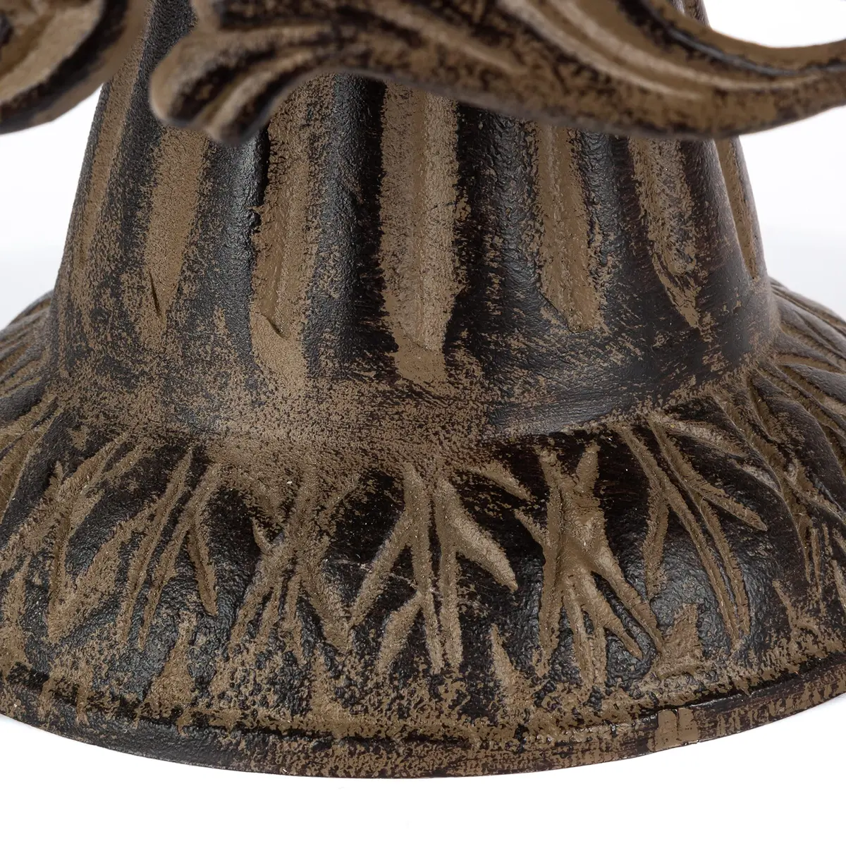 GG Collection Glass Domed Cake Pedestal with Acanthus Leaf Ornate Brown Metal Base and Cream Ceramic Plate | Elegant 14.5-inch Diameter Display - view 3