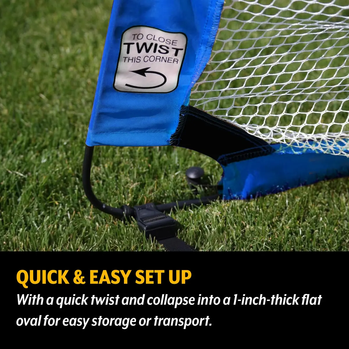 PUGG 4 Foot Pop Up Soccer Goal | Portable Training Futsal Football Net with Bag, Blue, 4' x 2'6" - view 4