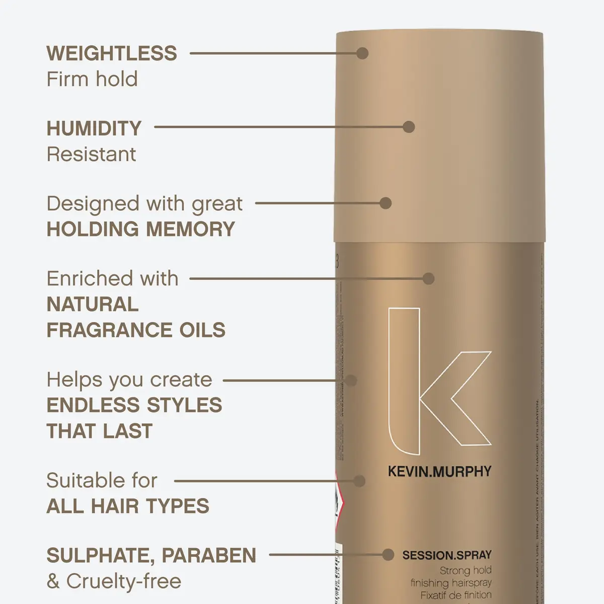 KEVIN.MURPHY SESSION.SPRAY Strong Hold Finishing Hair Spray 337ml (11.4 fl oz) | Humidity Resistant Flexible Hold - view 4