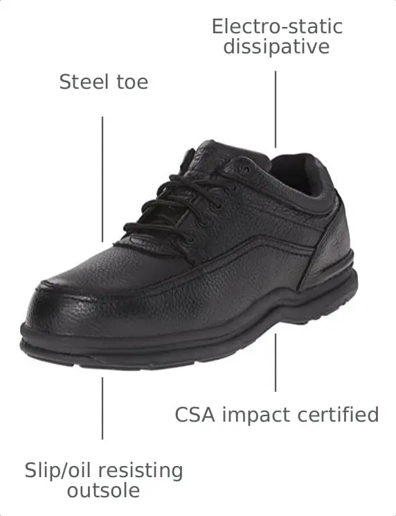 Rockport Work Men's RK6761 Work Shoe | Steel Toe, Black, 10.5 US | Durable Leather & Rubber - view 3