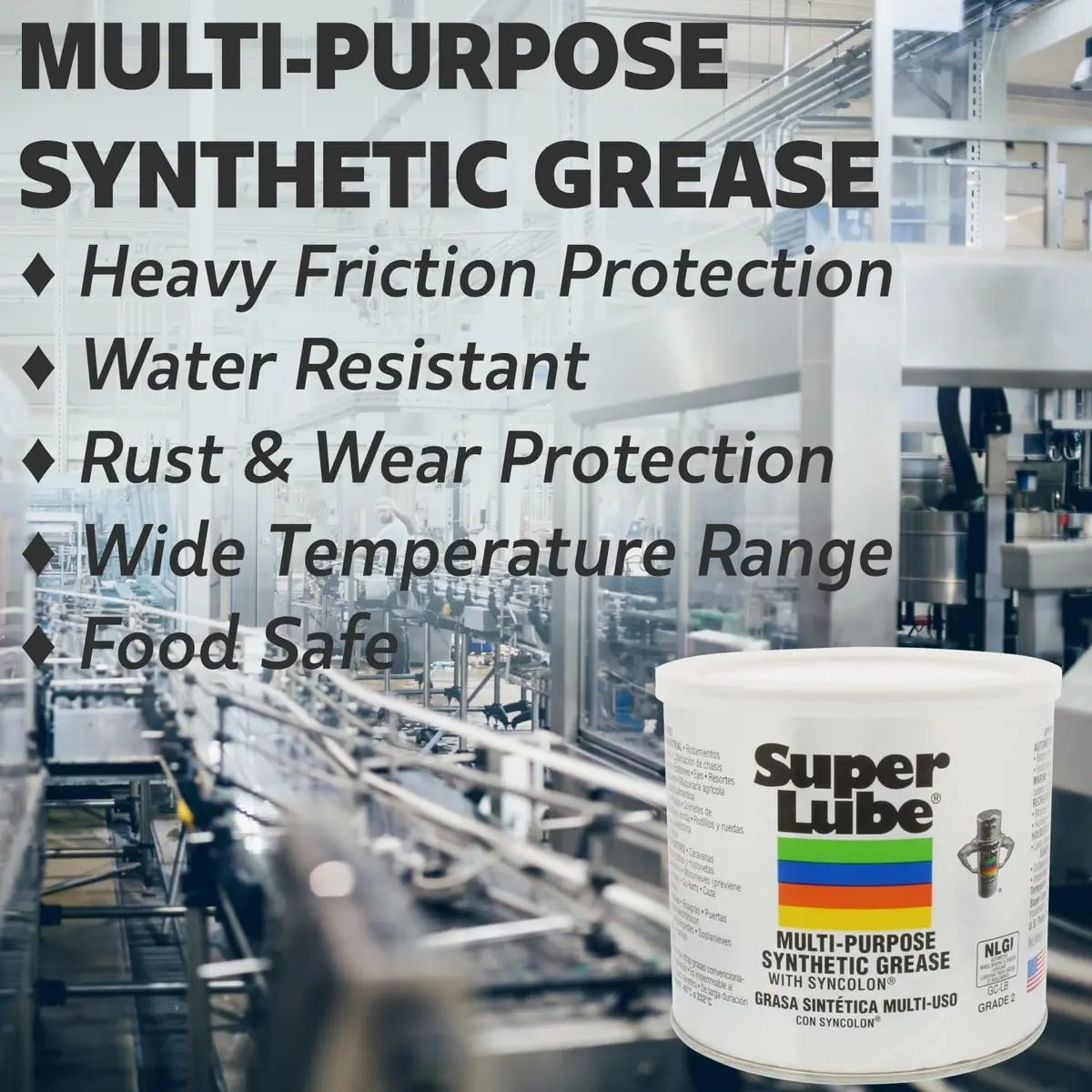 Super Lube Multi-Purpose Synthetic Grease with Syncolon Pail 14.5 kg (32 lb) | NSF H1 Food Grade Lubricant for Extreme Temperatures - view 2