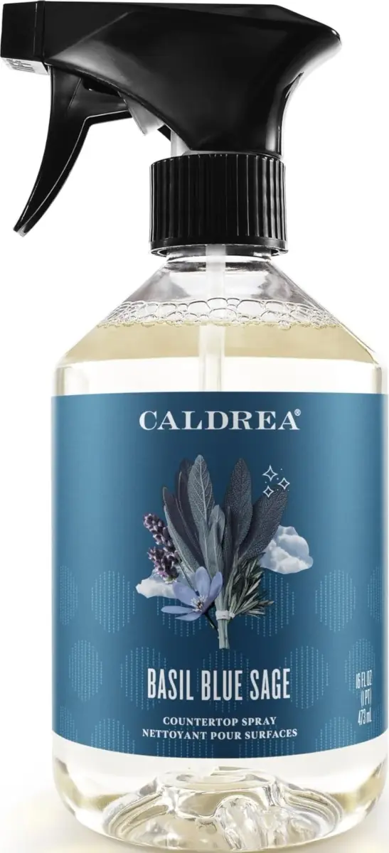Caldrea Multi-Surface Countertop Spray Cleaner Basil Blue Sage 473ml (16 Fl Oz) | Plant-Based Odor Eliminator - main product image