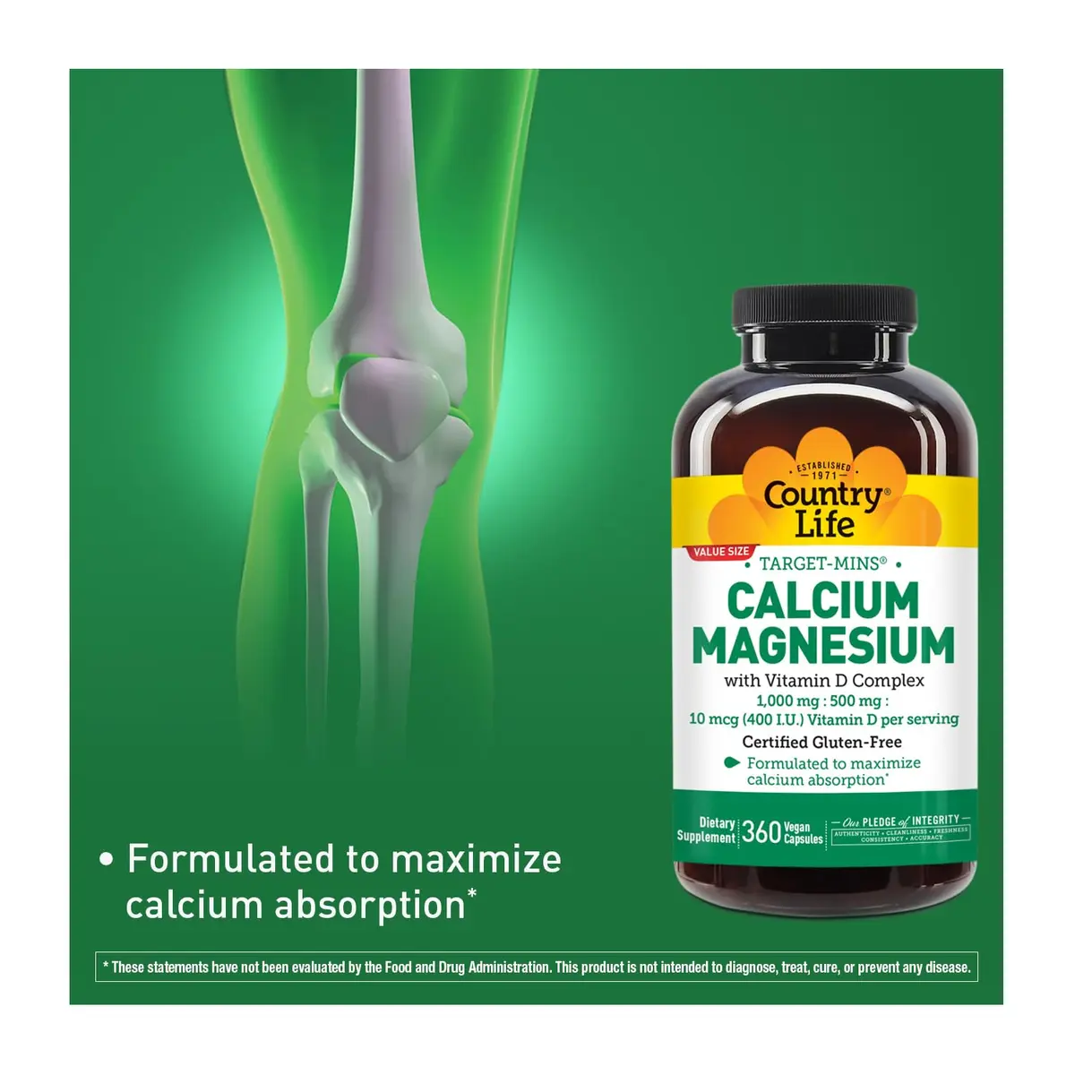 Country Life Target-Mins Calcium Magnesium with Vitamin D, 360 Capsules | Supports Bone & Heart Health - view 2