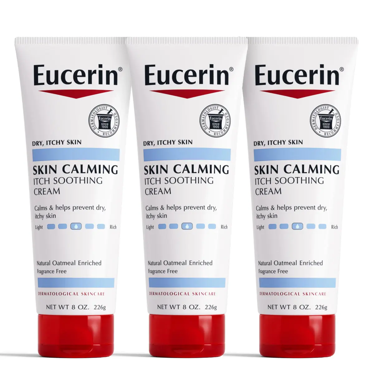 Eucerin Skin Calming Cream 8 oz. Tube (Pack of 3) | Soothes Dry, Itchy Skin with Natural Oatmeal - main product image