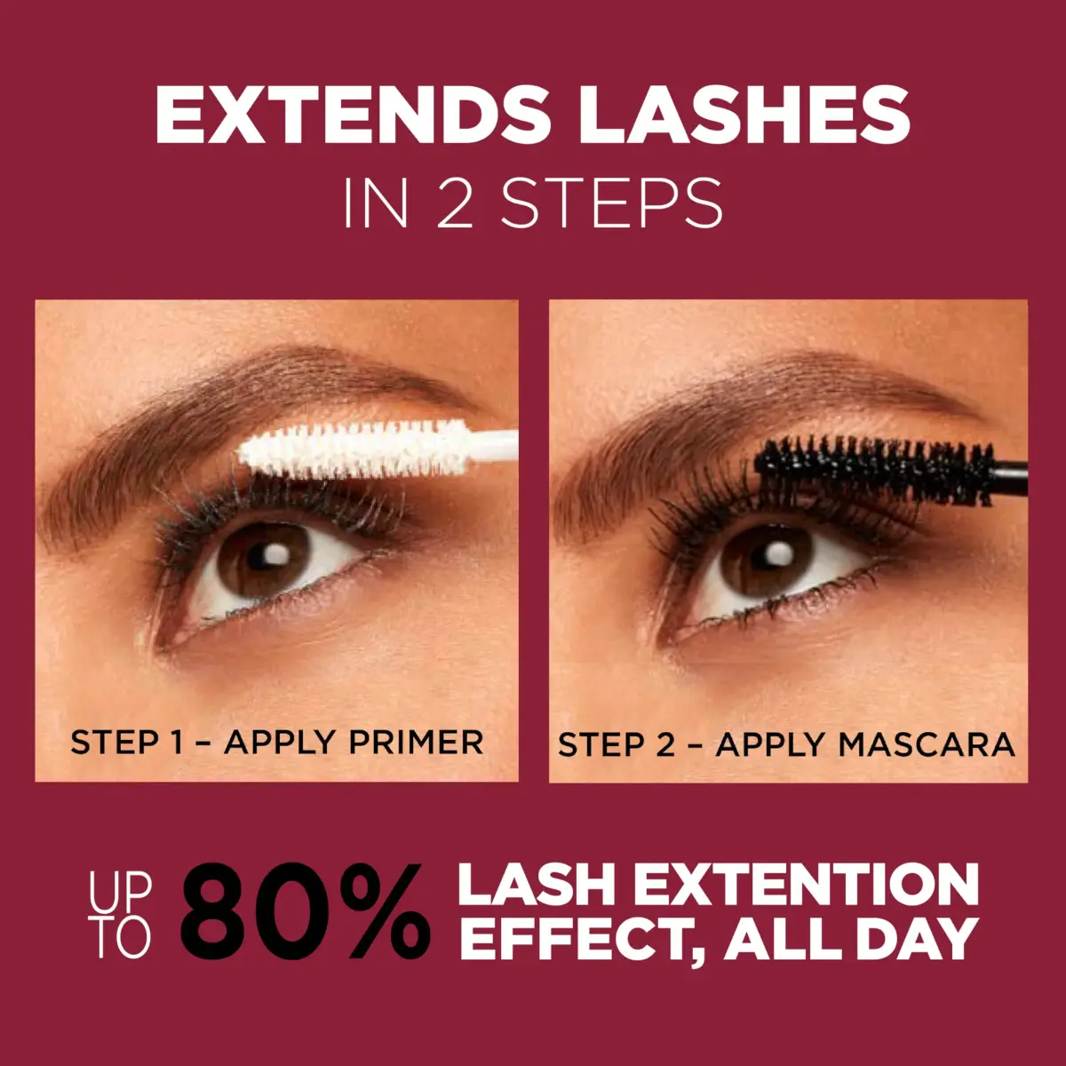 L'Oreal Paris Double Extend Tubing Mascara Black | Lengthening & Smudgeproof 2-Step Mascara - view 2