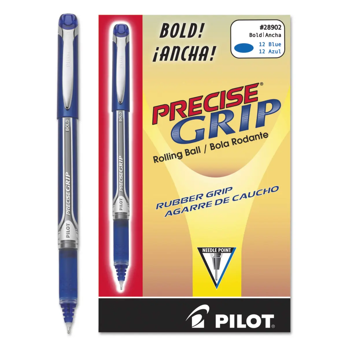Pilot Precise Grip Bold Rolling Ball Pen 1mm | Blue Ink, Advanced Ink Feed System, Comfortable Rubber Grip - main product image